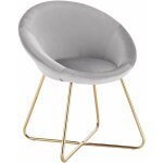 Chaise de salle � manger si�ge bien rembourr� en velours, fauteuil de salon pieds en m�tal, gris clair ...