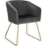 Chaise de salle  manger sige en velours chaise de cuisine pieds en mtal dor fauteuil de salon, gris ...