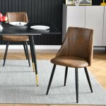 Lot de 2 chaises de salle � manger vintage smeg en tissu microfibre marron - meubles cosy