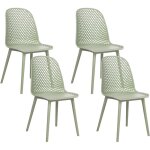 Beliani - chaises de salle  manger en matire synthtique treillis vertes lot de 4 emory