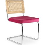 Privatefloor - chaise de salle � manger - tapiss�e de velours - bois et rotin - martha fuchsia