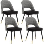 Wahson office chairs ? lot de 4 chaises en velours noir ? pieds en m�tal ? confortables et faciles � ...