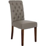 D�coshop26 - chaise de salle � manger x1 dossier capitonn� en tissu taupe pieds en bois marron 100002052 ...