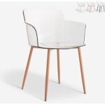 Chaise de salon et cuisine transparente avec accoudoirs suntree - bois neutre