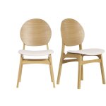 Miliboo - chaises scandinaves en bois clair et tissu effet laine boucl�e blanc (lot de 2) elton