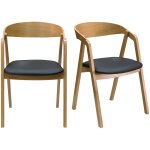 Miliboo - chaises scandinaves empilables en bois clair ch�ne et assises noires (lot de 2) lova