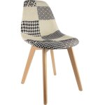 Chaise scandinave patchwork noir blanc - lot de 2