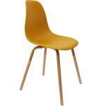 The home deco factory ? lot de 4 chaises scandinaves phenix moutarde ? structure en bois brut ? assise ...