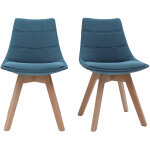 Miliboo - chaises scandinaves en tissu bleu canard et bois clair (lot de 2) matilde Miliboo - chaises scandinaves en tissu bleu canard et bois clair (lot de 2) matilde