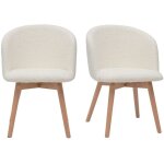 Miliboo - chaises scandinaves en tissu effet laine boucl�e blanc cass� et bois clair massif (lot de 2) ...