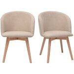 Miliboo - chaises scandinaves en tissu effet velours beige et bois clair massif (lot de 2) vanity