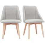 Chaises scandinaves en tissu effet velours textur� gris clair et bois clair (lot de 2) higgins