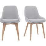 Miliboo - chaises scandinaves en tissu gris clair et bois clair massif (lot de 2) holo