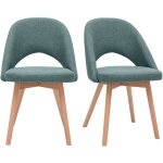 Chaises scandinaves en tissu vert de gris et bois clair (lot de 2) cosette