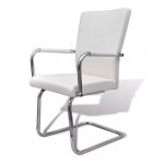 Chaise simili cuir blanc et mtal chrom bea - lot de 2