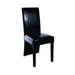 Chaise simili cuir noir et pieds bois noir conor - lot de 4