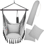 Fauteuil suspendu xl en coton avec 2 coussins ? capacit� 150kg ? r�sistant aux intemp�ries ? sac de transport ...