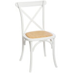 Chaise de table style bistrot en bois blanc et rotin tress atmosphera