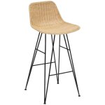Chaise tabouret de bar en rotin naturel et pieds en acier noir atmosphera Chaise tabouret de bar en rotin naturel et pieds en acier noir atmosphera