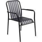 Chaise de terrasse avec accoudoirs en aluminium noire