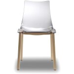 Scab design - chaise transparente design avec pieds bois - natural zebra - transparent