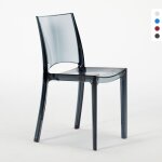 Chaise transparente salle  manger bar empilable b - side grand soleil - noir anthracite transparent