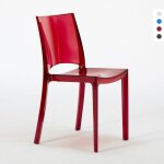 Chaise transparente salle � manger bar empilable b - side grand soleil - rouge transparent