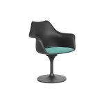 Privatefloor - chaise de salle  manger avec accoudoirs - chaise pivotante noire - tulipan turquoise