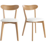 Chaises vintage en bois clair chêne et blanc (lot de 2) dove Chaises vintage en bois clair chêne et blanc (lot de 2) dove
