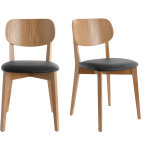 Chaises vintage en bois clair chêne et noir (lot de 2) lucia Chaises vintage en bois clair chêne et noir (lot de 2) lucia