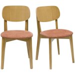 Miliboo - chaises vintage en bois clair ch�ne et tissu effet velours terracotta (lot de 2) lucia