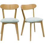 Miliboo - chaises vintage en bois clair ch�ne et tissu effet velours vert c�ladon (lot de 2) dove