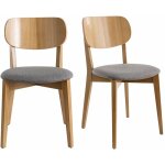 Miliboo - chaises vintage en bois clair ch�ne et tissu gris clair (lot de 2) lucia