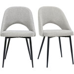 Chaises vintage en tissu effet velours textur gris et mtal noir (lot de 2) cosette
