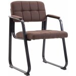 Dcoshop26 - chaise visiteur fauteuil de bureau sans roulette coutures dcoratives en tissu marron support ...