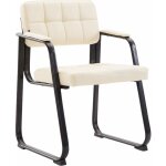 D�coshop26 - chaise visiteur fauteuil de bureau sans roulette synth�tique cr�me bur10224