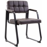 Dcoshop26 - chaise visiteur fauteuil de bureau sans roulette synthtique marron bur10223