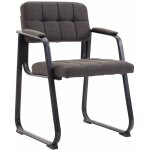 Dcoshop26 - chaise visiteur fauteuil de bureau sans roulette coutures dcoratives en tissu gris fonc ...