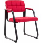 Dcoshop26 - chaise visiteur fauteuil de bureau sans roulette coutures dcoratives en tissu rouge support ...