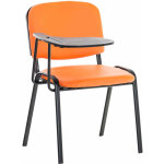 Chaise visiteur avec petite table rabattable pupitre en synthtique orange support mtal noir bur10655 ...