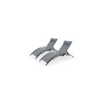 Chalet&jardin - lot de 2 bains de soleil monaco en aluminium - gris anthracite