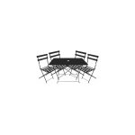 Chalet&jardin - ensemble repas bistrot d�pliant m�tal - table + 4 chaises - noir