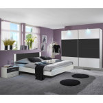 Chambre adulte coloris blanc / anthracite - 180 x 200 cm pegane Chambre adulte coloris blanc / anthracite - 180 x 200 cm pegane
