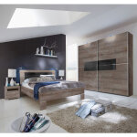 Chambre adulte en panneaux de particules coloris chêne chataigne - dim : 180 x 200 cm pegane Chambre adulte en panneaux de particules coloris chêne chataigne - dim : 180 x 200 cm pegane