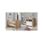Trendteam - chambre bb duo pia - lit 70x140 cm + commode a langer 2 portes - dcor chene sonoma et ...