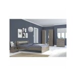 Chambre complete adulte - contemporain - dcor noyer silver - l 140 x l 190 cm - ysa - parisot