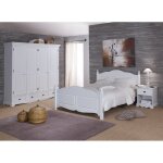 Beaux meubles pas chers - chambre complte blanche style anglais lit 140 cm armoire et chevet