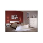 Chambre complete boston : lit adulte 140x190 + commode + 2 chevets - dcor blanc - fabriqu en france ...