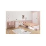 Chambre complete enfant 3 pieces zodiac - lit + chevet + bureau - d�cor blanc parisot