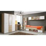 Chambre enfant ado denver : armoire 3 portes, lit, bibliothque, bureau, tagre
